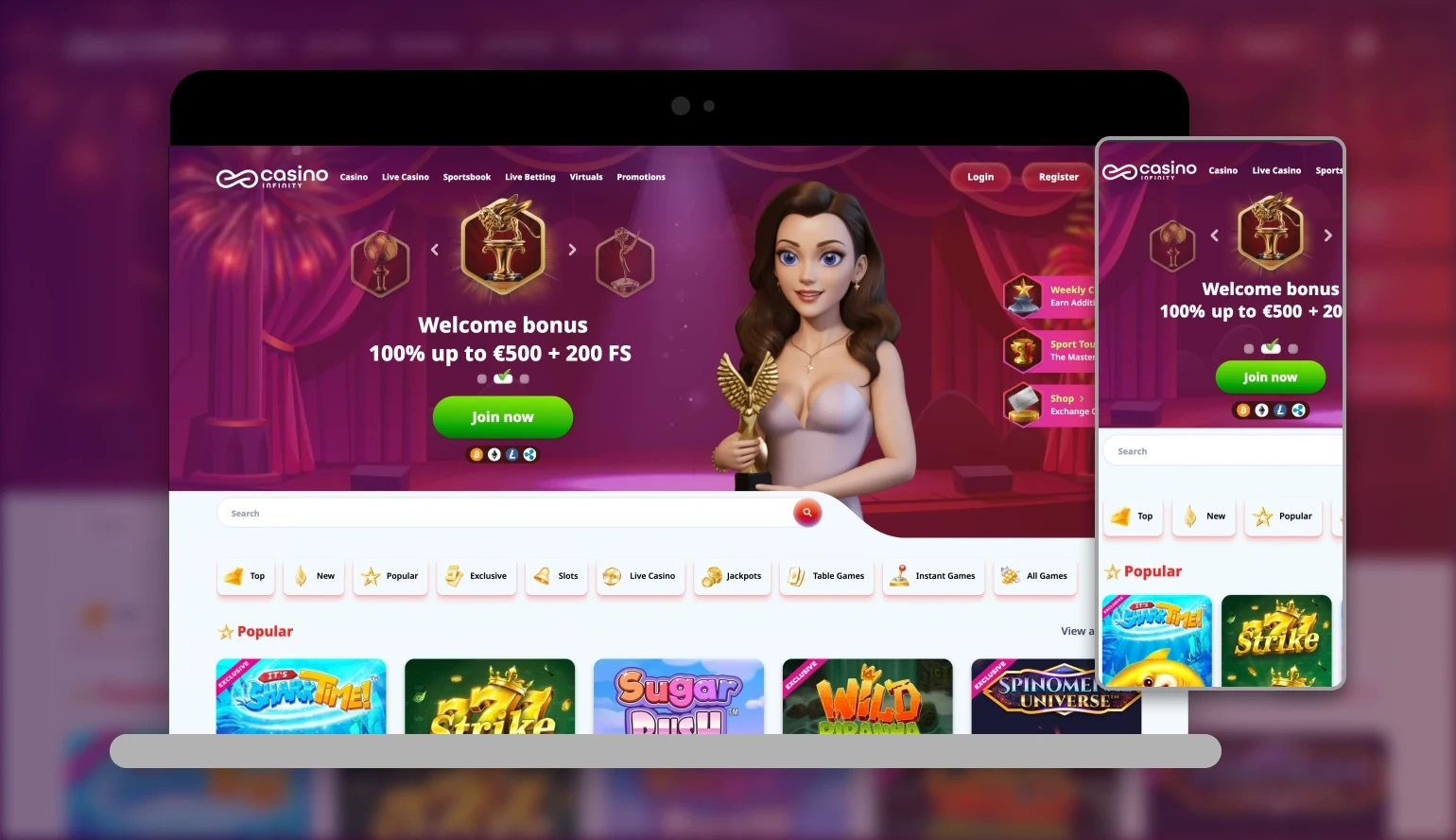 Capture d'écran de l'app Infinity Casino